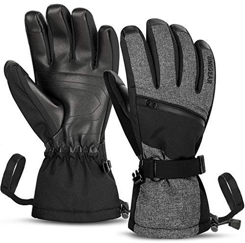 Unigear Skihandschuhe Herren Damen, Wasserdicht rutschfest Thermohandschuhe Winter Handschuhe für Skifahren Snowboard Eislaufen Wandern Radfahren