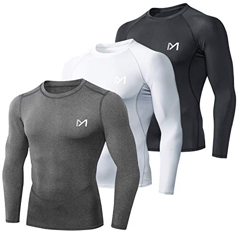 MEETYOO Kompressionsshirt Herren, Funktionsshirt Langarm Fitnessshirt Männer Sportshirt Atmungsaktiv Laufshirt für Laufen Jogging Sport Turnhalle