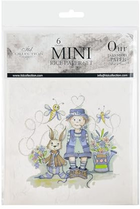 ITD Collection - Mini Reispapier Kreatives Set 14,8 x 14,8 cm (6 Blätter), Decoupage Reispapiere für Basteln, Papier zum Dekoration, Mehrfarbig (RSM014)