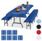 Relaxdays 24x Bierzeltgarnitur Auflage, 8 Biertisch Tischdecken 250x100cm, 16 Bierbankauflagen 250x55cm, Outdoor, abwaschbar, blau