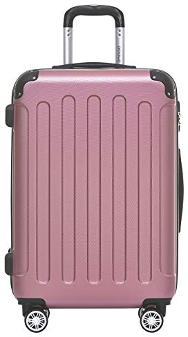 BEIBYE- Hartschalenkoffer Koffer Trolley Rollkoffer Reisekoffer Zahlenschloß 4 Zwilings-Rollen (Princess-pink, Small-55cm)