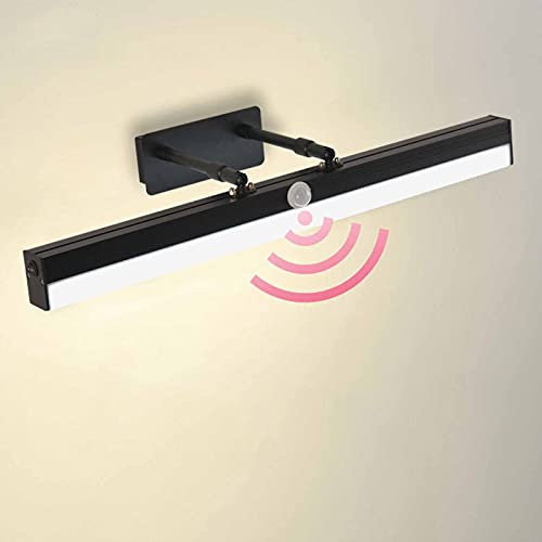 QEGY LED Lampe Miroir Salle de Bain avec Détecteur de Mouvement, Noir Applique Salle de Bain avec Interrupteur, Moderne Lampe de Maquillage Réglable Lampes pour Miroir Coiffeuse Etanche,30cm6w