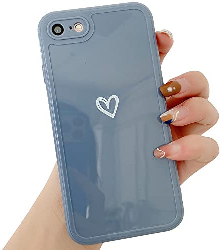 ZTUOK Compatible with iPhone 7/8/SE 2020 Case for Women Girls, Cute Love Heart Pattern Soft Slim TPU Protective Bumper Phone Case for iPhone 7/8/SE 2020 - Gray