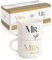 WeddingTree Grès porcellanato Set di 2 tazze MR Right MRS Always Right - Regalo di nozze per sposi - per coppie - matrimoni fidanzamenti - per partner