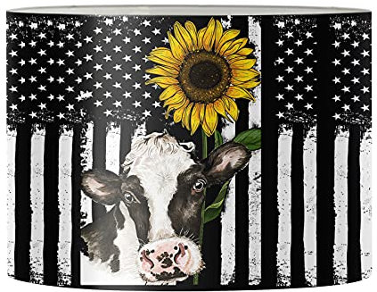 Biyejit Abat-jour de lampe de chevet motif tournesol vache drapeau américain pour décoration de maison
