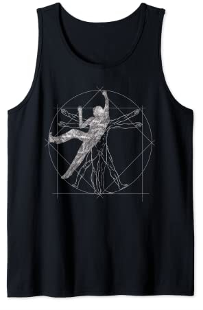 Vitruvianischer Mensch Kletter und Outdoor Boulder Tank Top - Schwarz, Unisex, Ärmellos, Small, Tank Top, Vitruvian Man Bouldering & Climbing