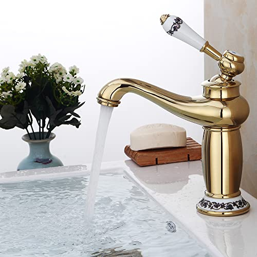 Retro Wasserhahn Waschtischarmatur Antik Messing Mischbatterie Waschtisch Einhebel Armatur Bad Waschbecken Küche Einhebelmischer Badarmatur Waschbeckenarmatur