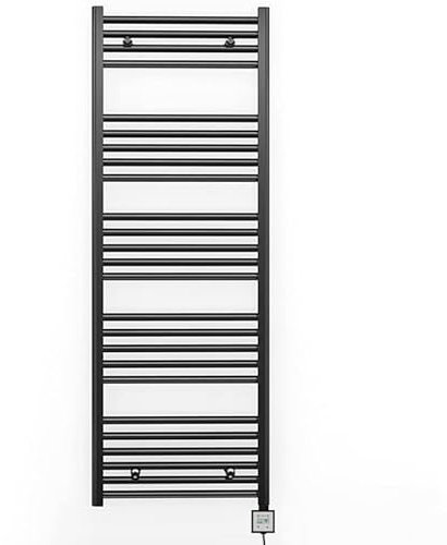 550mm Wide Black Electric Bathroom Heated Towel Rail Thermostatic Warmer Radiator Digital Controller (550 x 1400 mm (BTU: 2394))