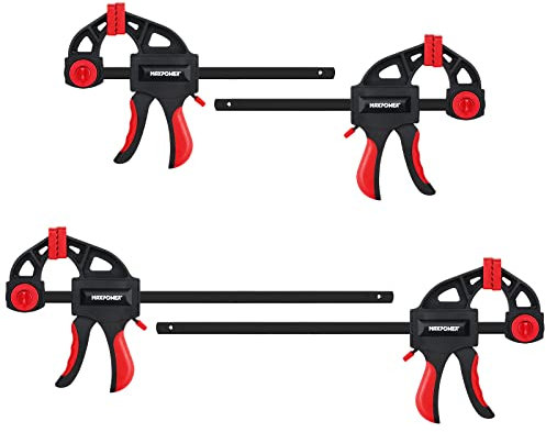 Ratchet Bar Clamps Set for Woodworking, MAXPOWER 4PCs One Hand Carpenter Clamps Screw Clamp Quick-Grip Clamps for Wood - 2 Pieces x 150mm and 2 Pieces x 300mm