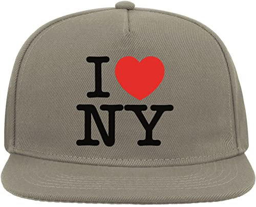 I Love NY I Love New York Snapback Flat Visor Cotton Blend Cap Grau