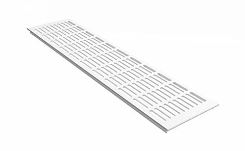 MS Beschläge Radiator Cover 130 mm Wide Aluminium Ventilation Grille White RAL9016 Powder-Coated Bridge Sheet 30 x 5 mm Holes Exhaust Air Supply Air Grille Traffic White (Length 200 mm)