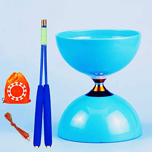 5-Achsen-5-Lager-Yo-Yo-Diabolo in Macaron-Farbe mit Hohlkern-Fiberglas-Diablo-Sticks-Kit + Saiten + Tragetasche | Breites Legierungslager mit vergoldeter Achse Spinning Diablo Set,Tide blue,5 Axle