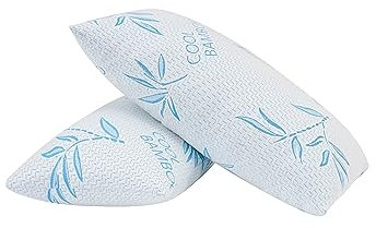 Comfysleep Lot de 2 oreillers en Bambou pour Dormir, Oreiller de lit réglable en Mousse à mémoire de Forme déchiquetée avec Housse hypoallergénique, Amovible/Lavable en Rayonne de Bambou avec