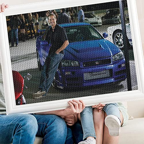 DIY 5D Diamond Painting Kit, Geschwindigkeit und Leidenschaft Paul Walker Filme, Mosaiken, Kreuzstich, Poster, Bastelschmuck, Geschenke Wohnkultur(Runder Diamant50x60cm)
