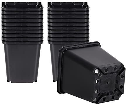 Pullmer Macetas de cultivo de 9 x 9,5 cm, 20 unidades, macetas cuadradas para siembra, para plántulas o esquejes, de plástico, ideal para invernadero o jardín de casa (20,9 x 9 cm)