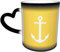 Mug en céramique avec ancre blanche sur jaune moutarde - Tasse à café sensible à la chaleur - Tasse à café en céramique