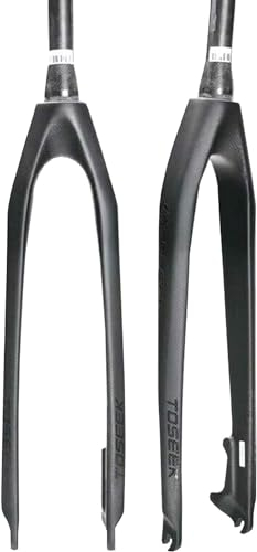 TOSEEK Karbonfaser-Mountainbike-Gabel, 66 cm, konisches Rohr, 3 K T800 Scheibenbremse, 28,7 mm gewindelose, ultraleichte Mountainbike-Vordergabel