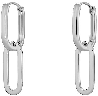 Heideman Ohrringe Stacie Damen - aus hochwertigem Edelstahl - silber gold farbend poliert - Schlichte Ohrstecker für Frauen - Creolen hängend 32mm lang
