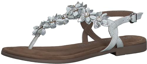 MARCO TOZZI Damen Sandalen mit Absatz aus Leder mit Blumendekor