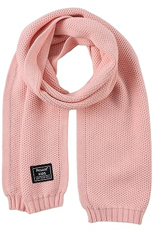 Pesaat Winter Schal Baby Kinder Strickschal 100% Baumwolle Warmes Langer Halstuch Mädchen Jungen Weicher Schön Schals (Blassrosa)