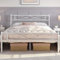 Yaheetech 5ft King Bed Frames Metal Slatted Bed Platform with Curved Design Headboard and Footboard, Under-bed Storage, No Box Spring Needed, 12 Built-in Steel Slats, White