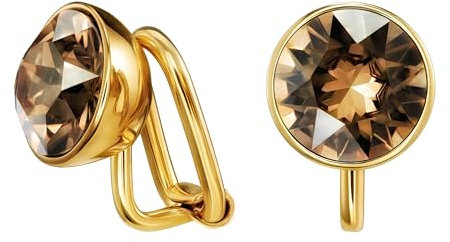 Traveller Ohrclip - Solitair - Kristall braun - 22kt vergoldet - 157513