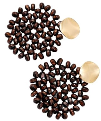 osiuujkw Handgemachte leichte Ohrringe für Damen im Bohemian Stil, Statement Schmuck für modische Damen, hängende beige Ohrringe aus Holz, dunkles Khaki