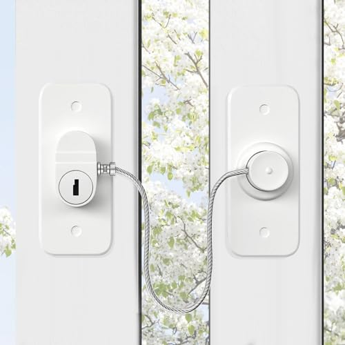 HIYAA kindersicherung 2 Stück kindersicherung Fenster Kinder ohne Bohren für UPVC, Kühlschrank Schloss mit Schlüssel, für Waschmaschine, Schränke, Kleiderschränke, Toiletten, Weinkühler, Fenster