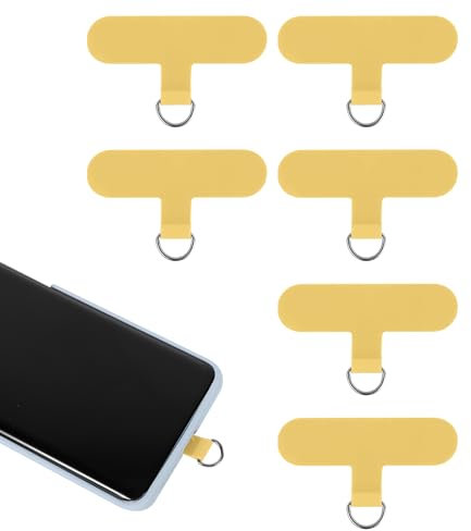 NQEUEPN 6pcs Patch pour Cordon de Téléphone Portable, Patch pour Lanière Téléphone Multifonctions Plaquettes de Téléphone Portable pour Smartphones, sans Adhésif (Jaune)