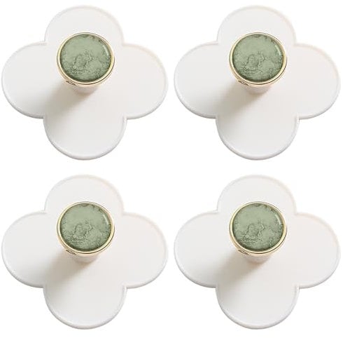 4 Pcs Waterproof Self Adhesive Hooks, Flower Shape Multi-Purpose Hooks, Super Sticky Hooks Heavy Duty Wall Mounted Door Hooks, Removable Wall Hooks, Plastic Hooks Bathroom Tower Hooks (White)