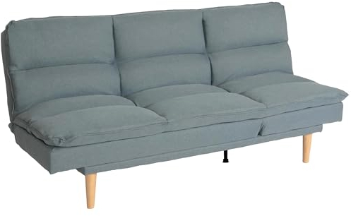 Mendler Schlafsofa HWC-M79, Gästebett Schlafcouch Couch Sofa, Schlaffunktion Liegefläche 180x110cm - Stoff/Textil blau-grau