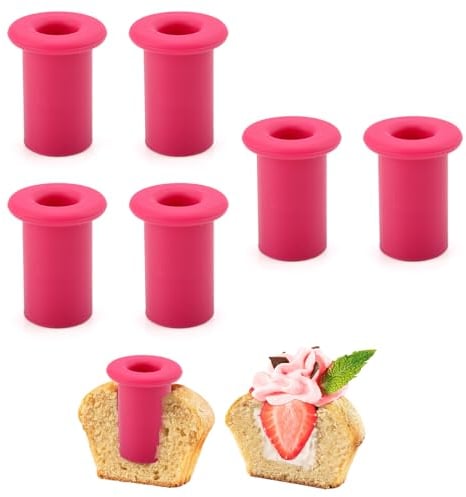 6 Stück Silikon Ausstecher Backförmchen, Silikon Cupcake Aushöhler, Perfekte Aussparungen für professionelle Muffins Cupcakes, Cupcake-Ausstecher Plunger zum Aushöhlen Befüllen von Muffins Cupakes