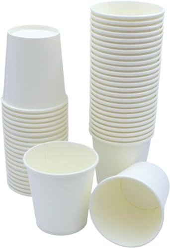 Sunrise Packaging 500 x Hot/Cold Drinks 7oz White Paper Cups | Biodegradable Leak-Resistant Eco-Friendly Drinking Cups