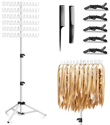JANMPASK Braiding Hair Rack Height Adjustable 144 Pegs Braiding Rack Hair Extension Holder with Hair Braid Tools,Easy to Assemble