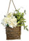 Wildflowers Door Hanging Basket Wreath Spring Wreaths for Front Door Hydrangea Door Hanger Basket Wreath Artificial Spring and Summer Wreath Welcome Sign, Home Porch Farmhouse Decor(white)