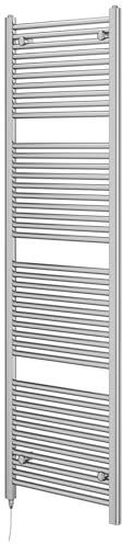 Newark Chrome Electric Heated Towel Rail Wall Mounted Slim Ladder Design Bathroom Radiator - 1800mm x 500mm