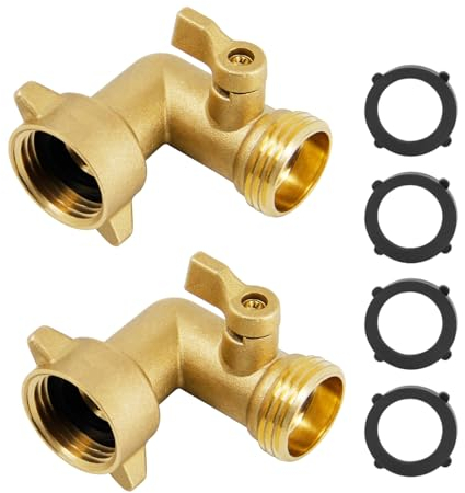 SICILAMIU 90 Degree Brass Garden Hose Elbow Connectors With Shut Off Valves