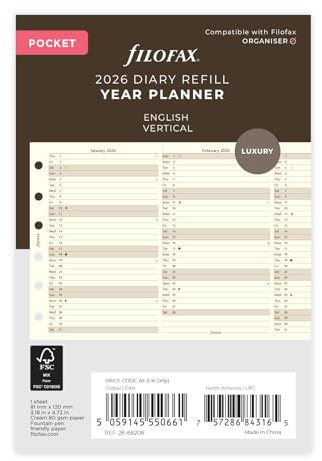 Filofax Pocket Jahrespl.cotton cr.(E)2026