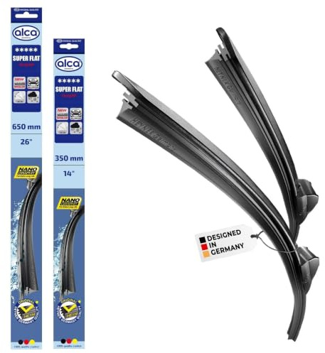 alca® Scheibenwischer für SUZUKI SX4 S-Cross | 10.2013 - 06.2022, SUPER FLAT Flachbalkenwischer, extraflaches Design, Flexibel, Nanographitbeschichtung