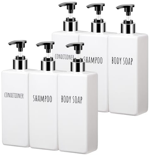Segbeauty Pumpspender, 6 Stück 500ml Duschgel Spender, Shampoo Spender Leere, Seifenspender Dusche Nachfüllbar, Badezimmer Set Weiß