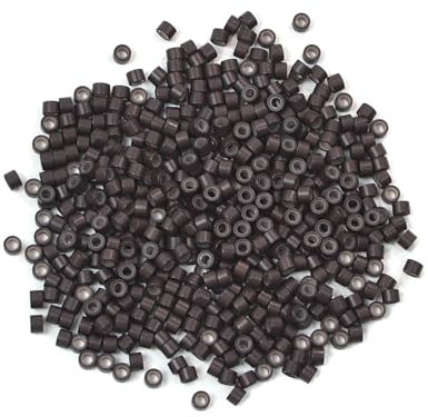 500 perline per capelli foderate in silicone, 4,0 mm, per extension (marrone scuro)