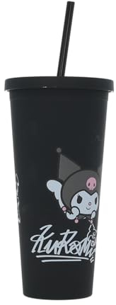 Blue Sky Studios Hello Kitty Large Straw Cup, 700 ml, Kawaii Water Bottle, Cute Drinking Tumbler, Hello Kitty Gifts - Kuromi