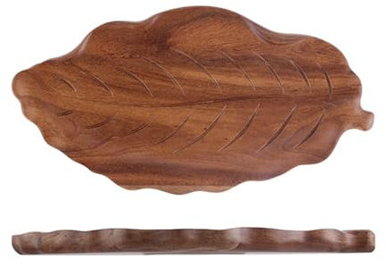 Bandeja decorativa de madera en forma de hoja, platos de postre, bandeja de aperitivos, platos de frutas, bandeja de té, bandeja de servir