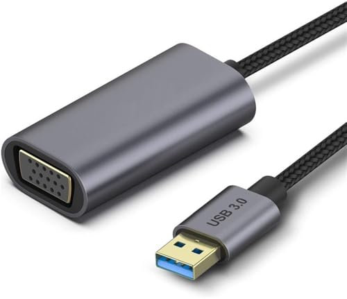RIKYJIC Adaptateur USB 3.0 mâle vers VGA femelle avec câble 0,15 m pour moniteur/projecteur