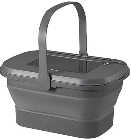 Leapiture 18L Picnic Basket Camping Storage Box Picnic Storage Box with Tray Table Adjustable Large Capacity for Wine Food Drinks (Gray)