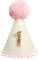 Yoolhamy 1. Geburtstag Hut für Baby Mädchen Jungen, Boho Erster Geburtstag Hut, Handgemachte One Birthday Crown Conical Cap Dekorationen (Pink)