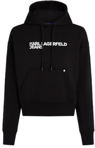 Karl Lagerfeld Jeans Regular Logo Hoodie Sweat-Shirt à Capuche, Noir, M Femme