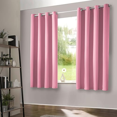 heimtexland ® 1 Paar Thermo- Verdunklungsgardinen Ösenschal Vorhänge Verdunkelnd Isolierend Blickdicht Verdunkelungsvorhänge Rosa HxB 145x135 Typ139
