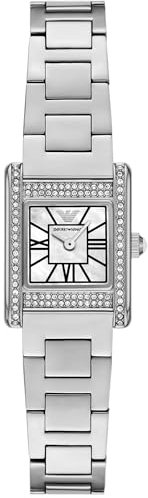 Emporio Armani Watch for Women, Quartz Movement and 31mm Case Size with Stainless Steel, Leather or Silicone Strap Silberfarben, 20MM