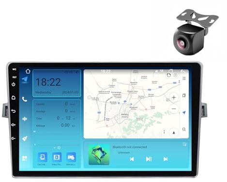 Android 14 Car Radio para Toyota Verso R20 2009 2010 2011-2018 2 DIN de Coche NAVEGACIÓN con Pantalla Táctil 9 Pulgadas Reproductor Multimedia Autoradio SWC FM BT Carplay Auto (M400S 8core 4+64G)